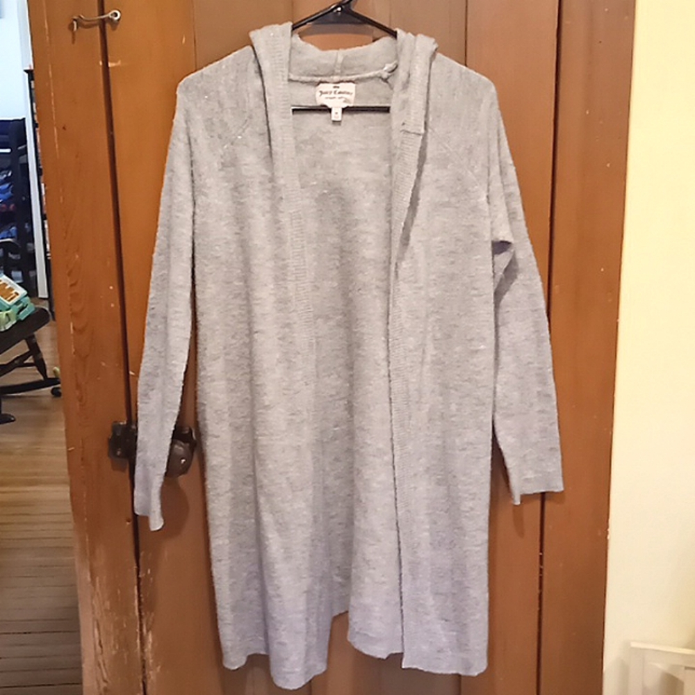 Women's Juicy Couture Gray Sparkly Hooded Sweater,Size M